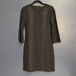 Gianni Bini Black Textured Sequin Detail Sheath Dress Women's Medium
